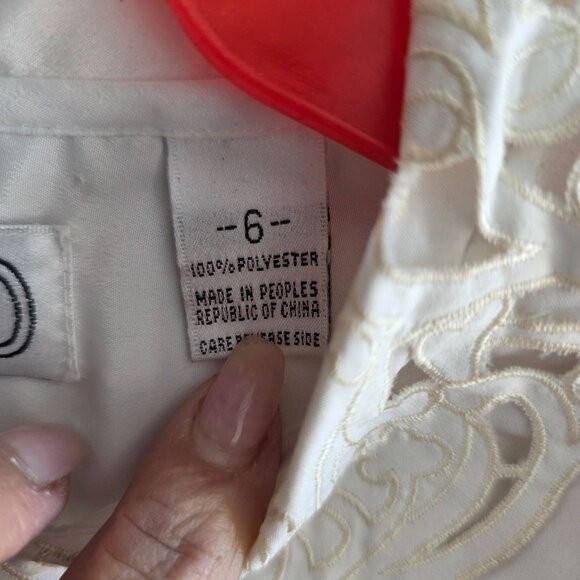 Mr. Witt 1980s Womens Blouse Size 6 Embroidered Lace Coquette Romantic Feminine - Picture 4 of 10